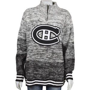 NHL Montreal Canadians Knit Grey Black Ombre Sweater Large